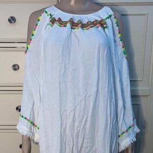 PIA PAURO White Women's Beach Cover Up With Designs